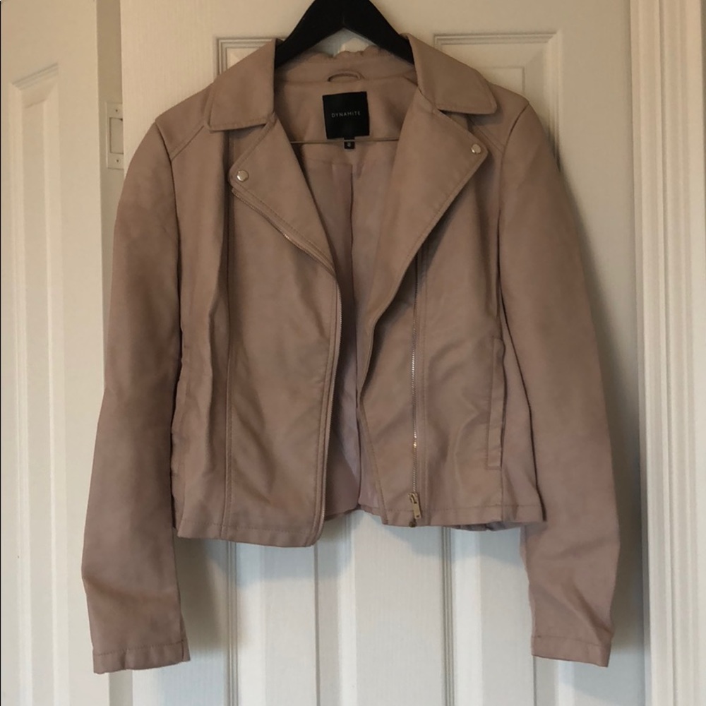 Dynamite Blush Faux Leather Jacket